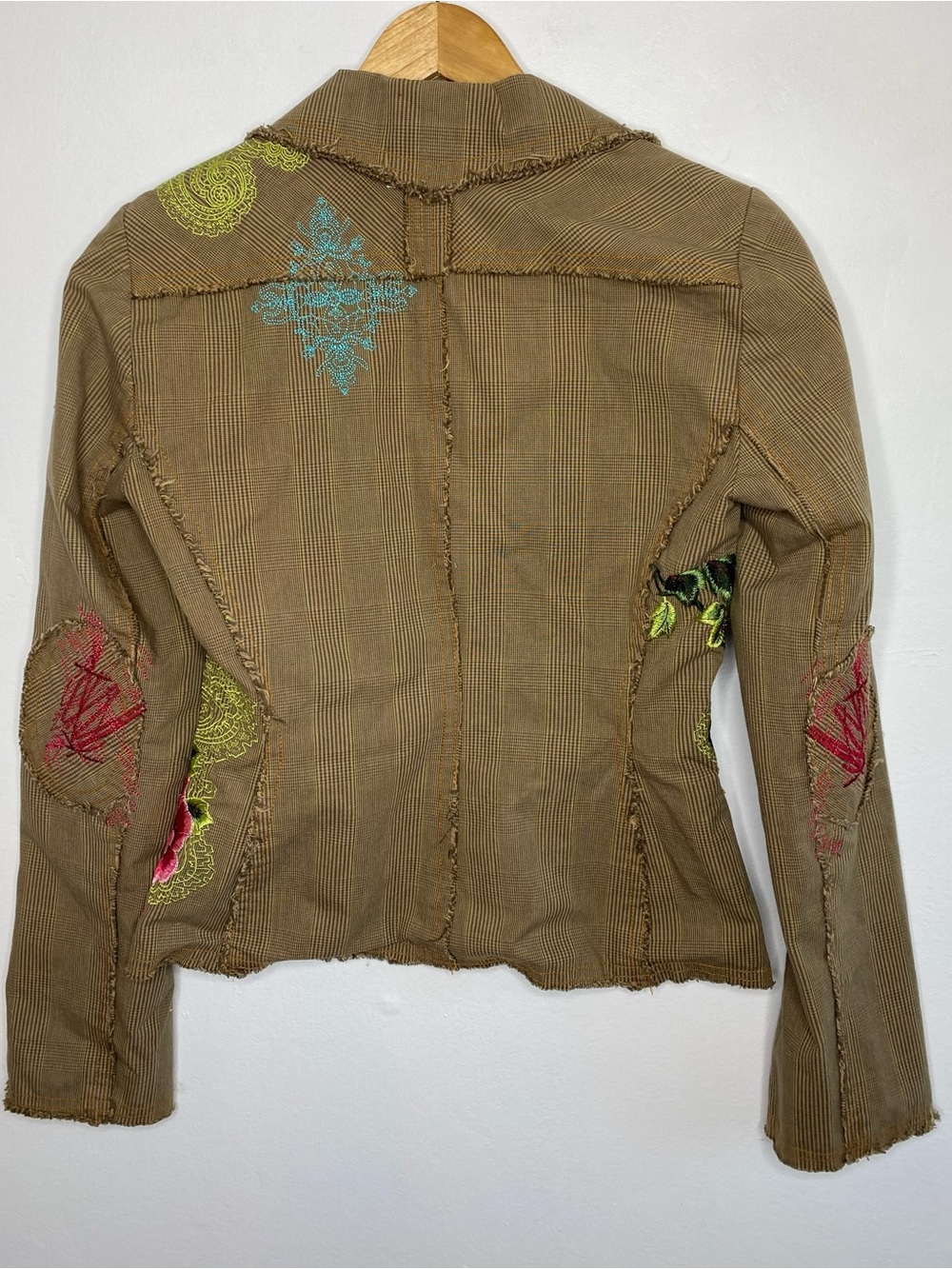 Johnny Was 3J Workshop Paisley Rose Blazer Size Small Y2K Plaid embroidered - Picture 6 of 9